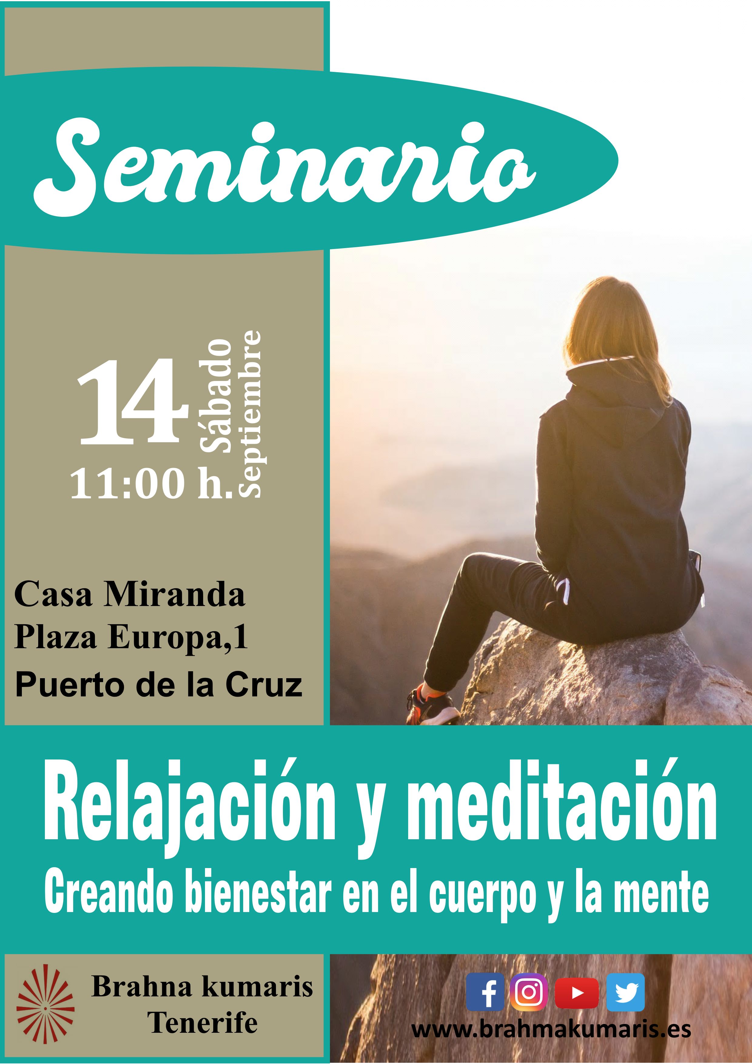 Seminario: Relajación y meditación; creando bienestar en el cuerpo y la mente. PUERTO DE LA CRUZ