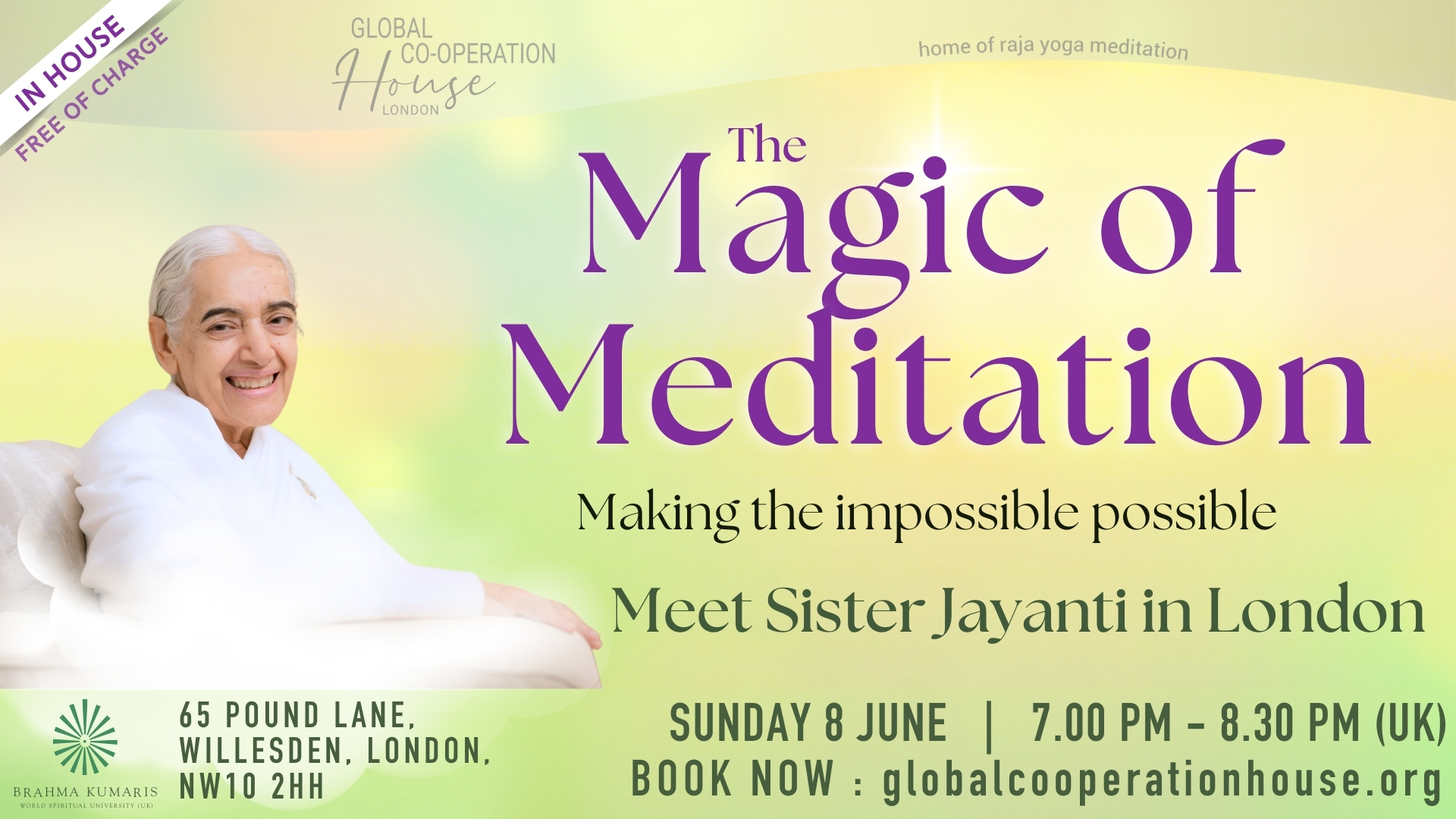 Special event: The Magic of Meditation with Sister Jayanti