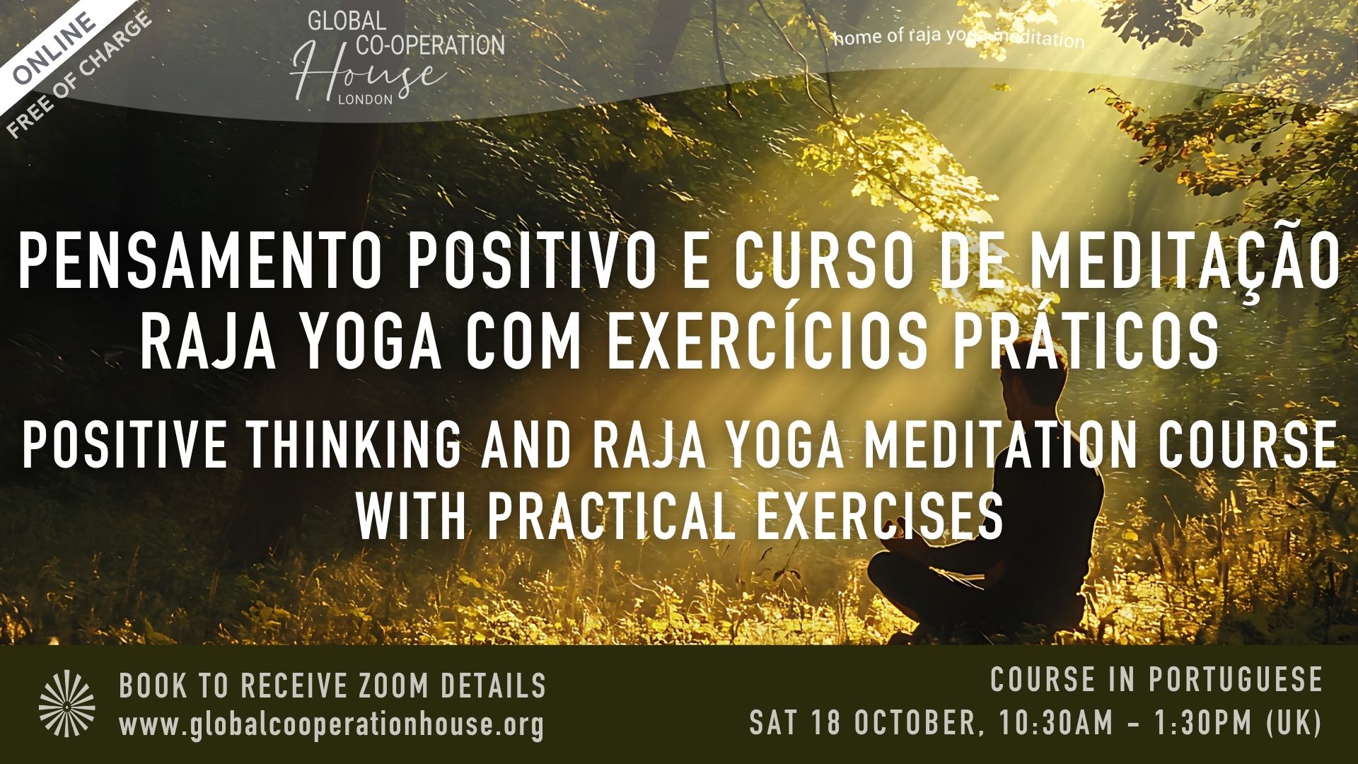 Pensamento Positivo e Curso de Meditação Raja Yoga com Exercícios Práticos