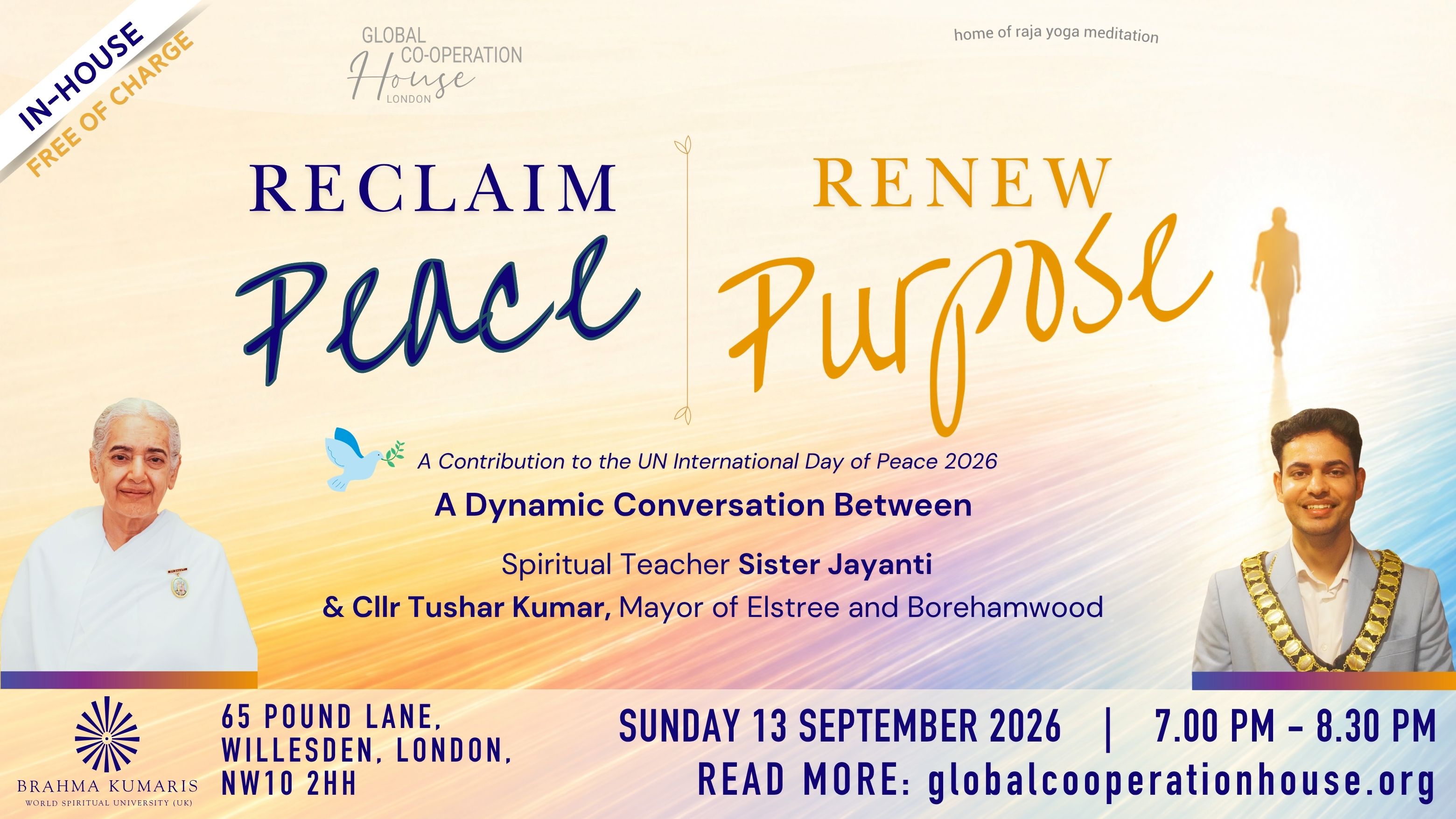 Reclaim Peace, Renew Purpose - An evening with Sister Jayanti