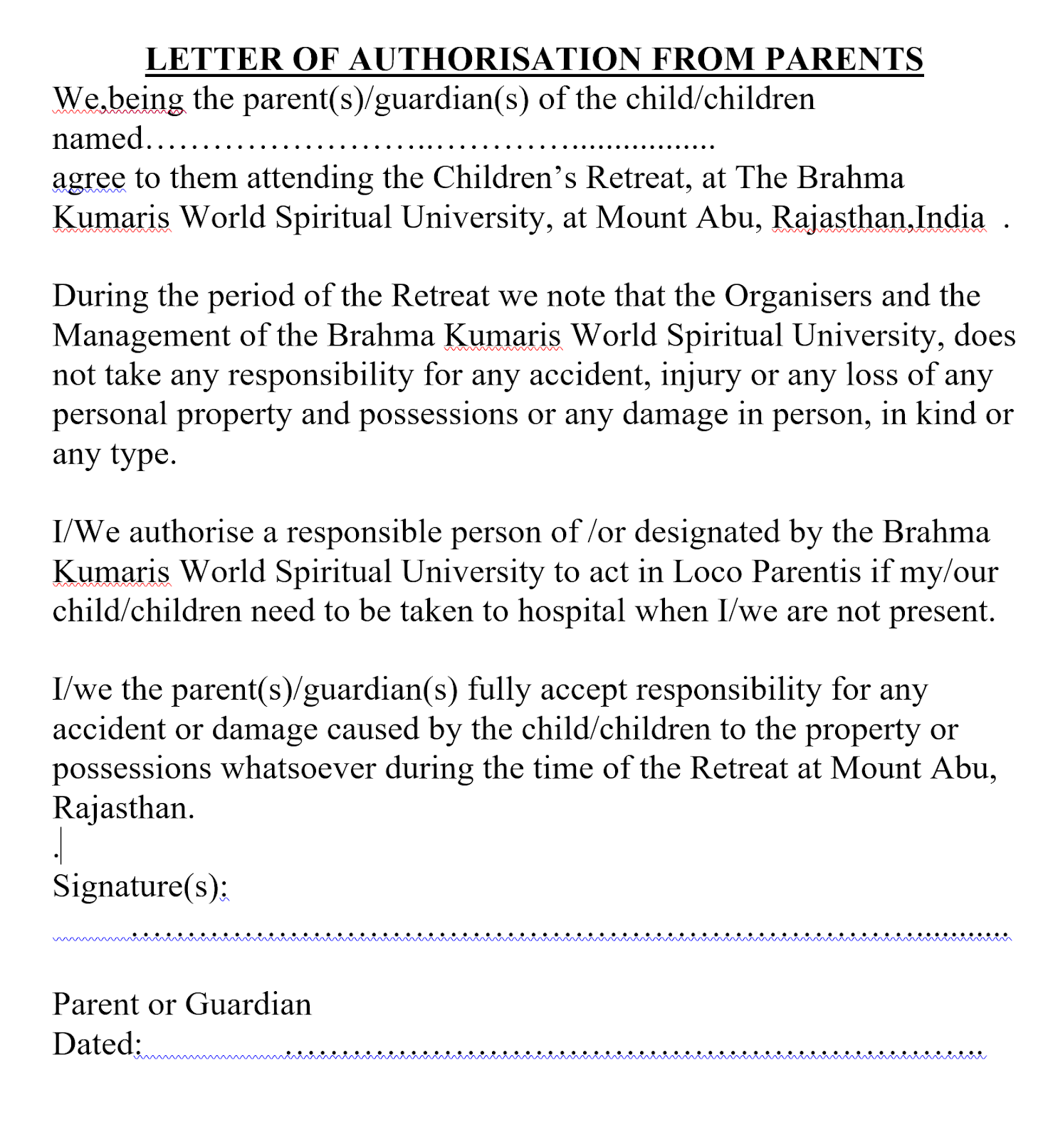 authorisation letter